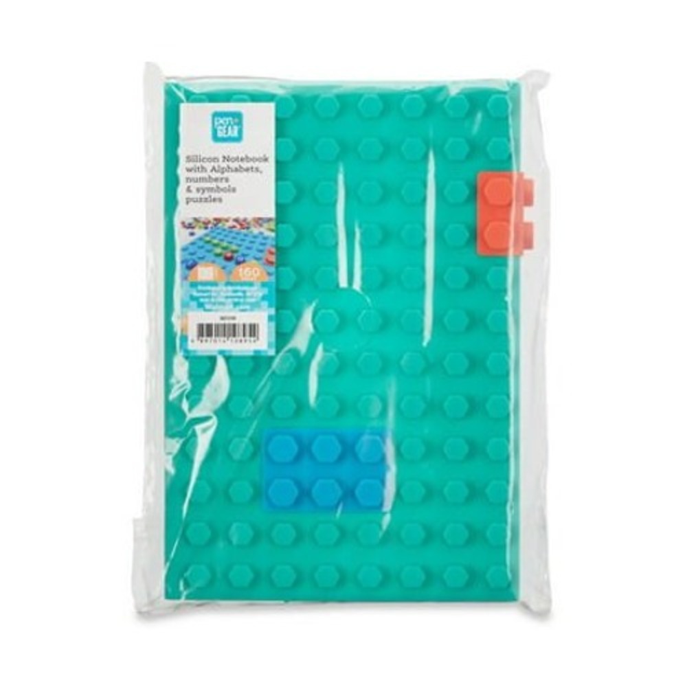 Pen+Gear Silicone Notebook Unisex OS Teal NEW Puzzle Letters Numbers 160 Pages